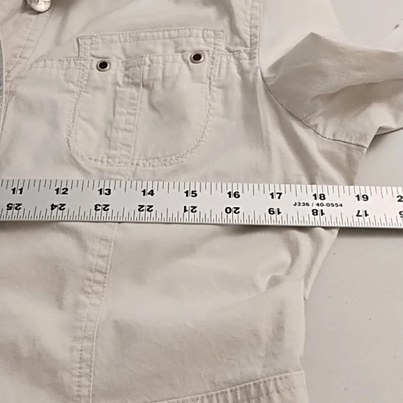 Kulu B Safari Shirt Shacket Fitted Cotton Stretch Palm Tree Buttons Small - Picture 9 of 13